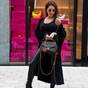 NEW! Pearly Faux Fur Knit Cardigan Coat - Black